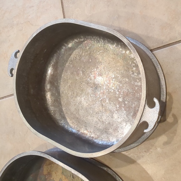 2 Vintage Guardian Service Hammered Aluminum Cookware 12" Oval Roaster - Picture 3 of 5